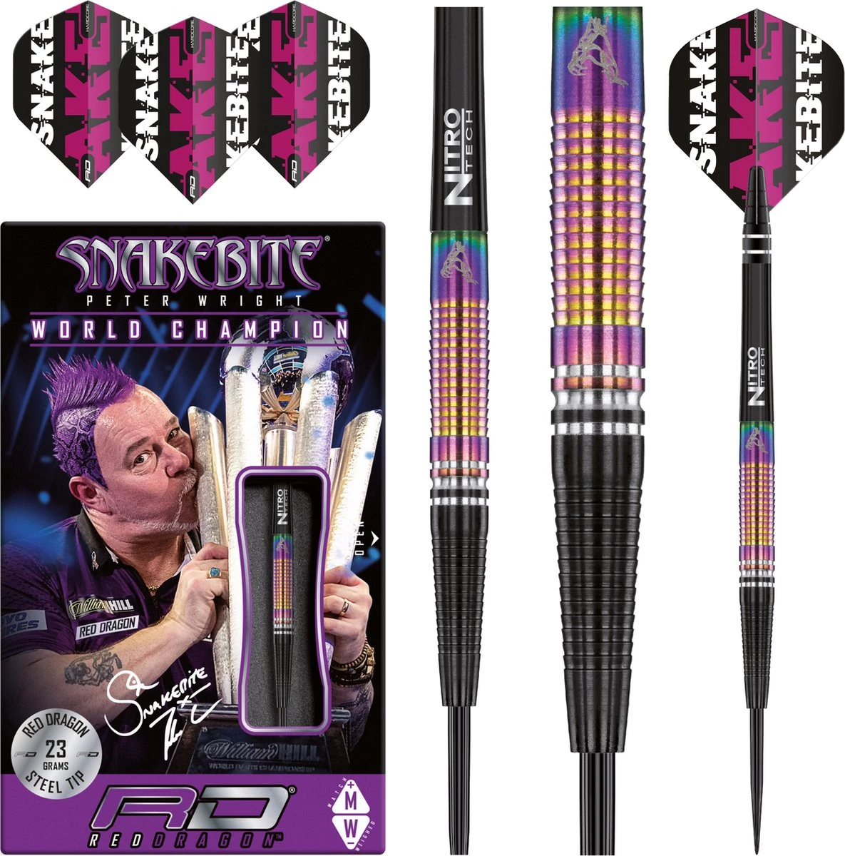 RED DRAGON Peter Wright Snakebite World Champion Tapered : Steeltip Tungsten Fléchettes Professional 23 Grammes 4 RED DRAGON Peter Wright Snakebite World Champion Tapered : Steeltip Tungsten Fléchettes Professional 23 Grammes – Image 4