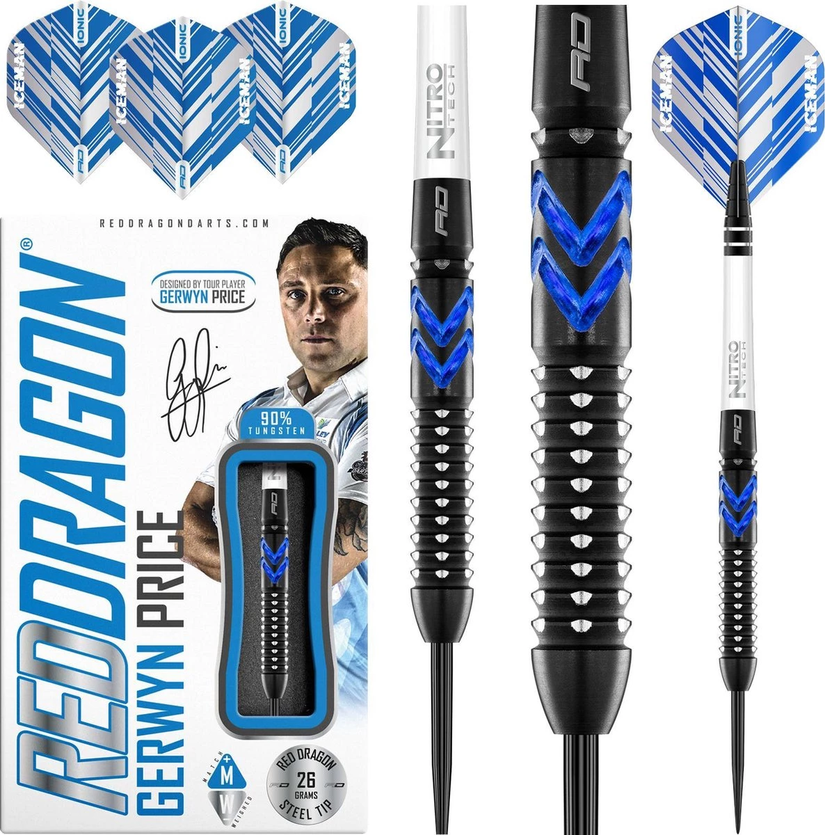 RED DRAGON Gerwyn Price Blue Ice SE : Steeltip Tungsten Fléchettes Professional 26 Grammes 1 RED DRAGON Gerwyn Price Blue Ice SE : Steeltip Tungsten Fléchettes Professional 26 Grammes