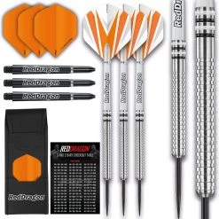RED DRAGON Raider: Flèches à Fléchettes Professionnelles En Tungstène Fléchettes Oranje 23 Grammes