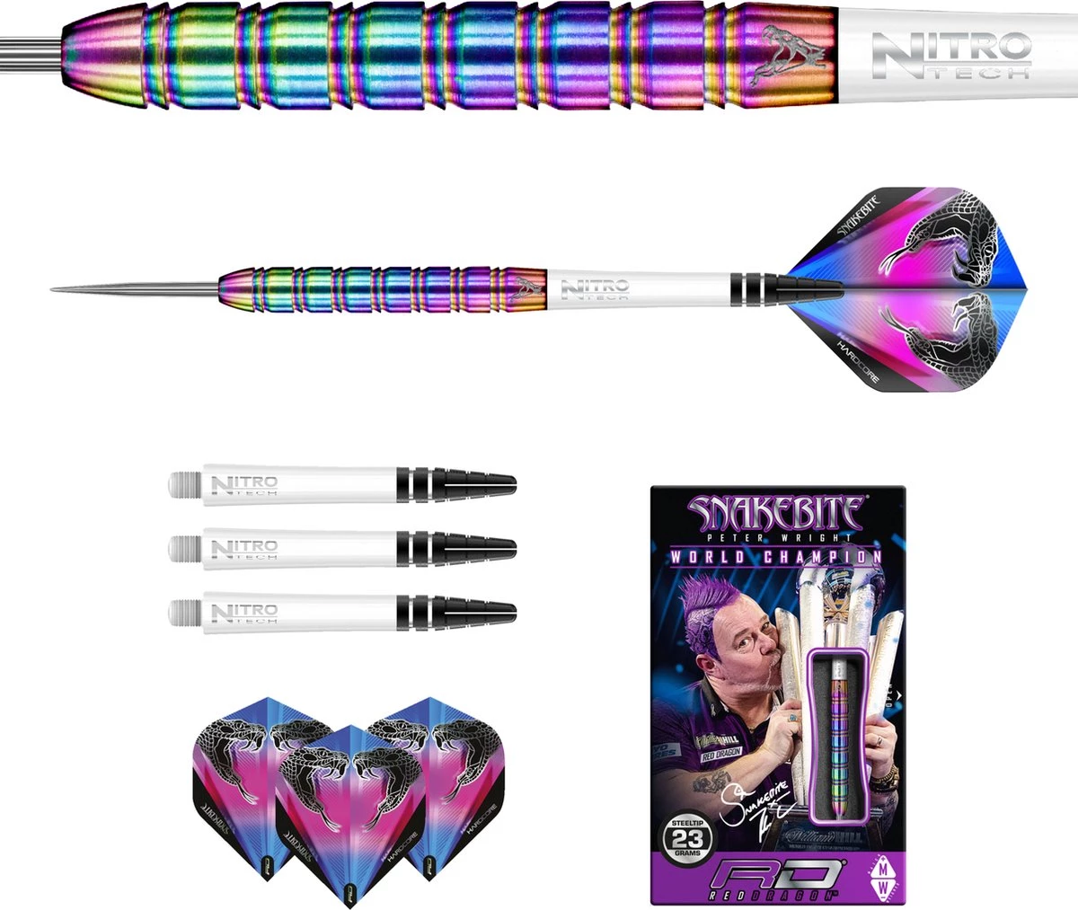 RED DRAGON Peter Wright Snakebite 1: Steeltip Tungsten Fléchettes Professional 24 Grammes 4 RED DRAGON Peter Wright Snakebite 1: Steeltip Tungsten Fléchettes Professional 24 Grammes – Image 4
