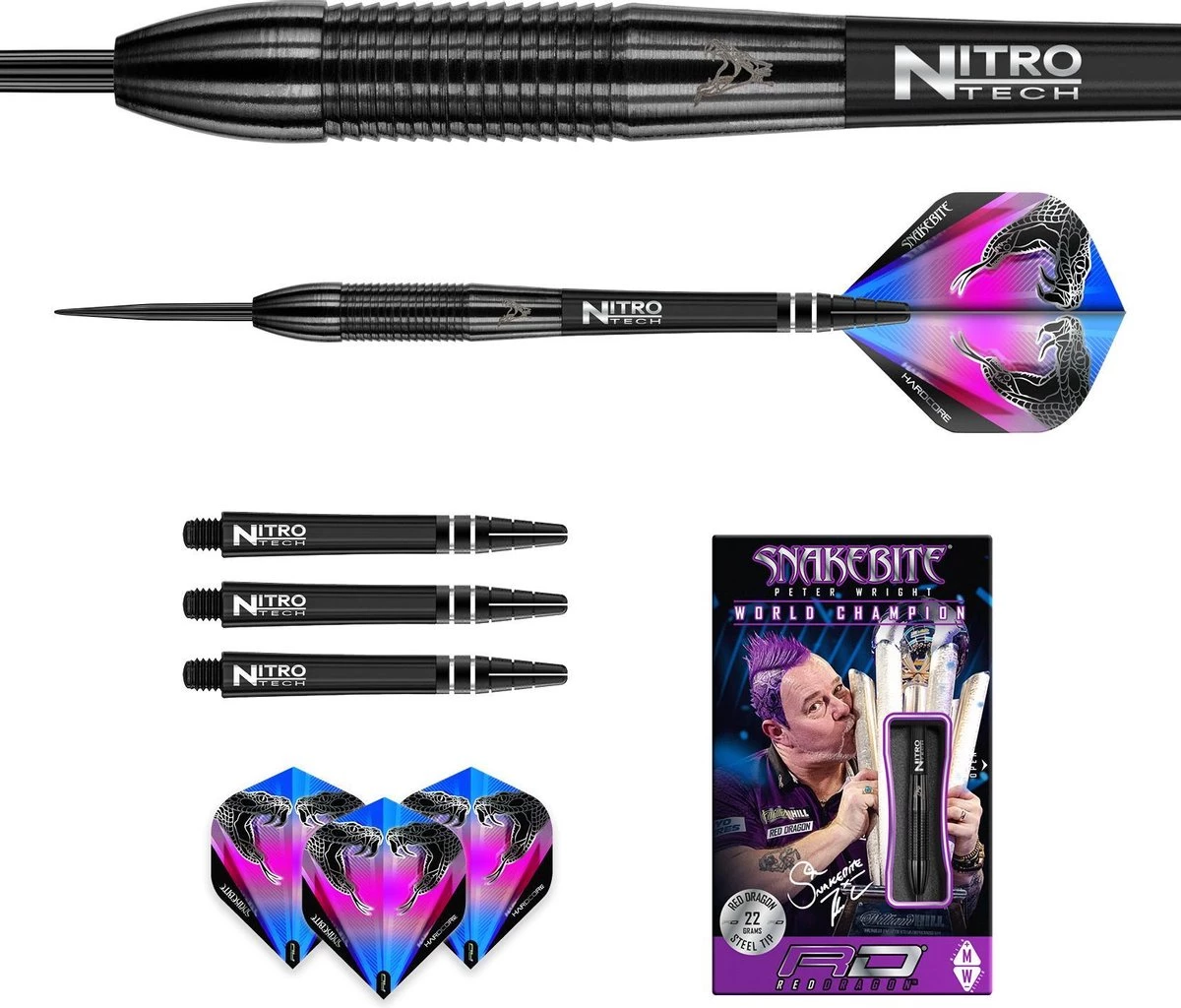 RED DRAGON Peter Wright Snakebite 3: Steeltip Tungsten Fléchettes Professional 22 Grammes 3 RED DRAGON Peter Wright Snakebite 3: Steeltip Tungsten Fléchettes Professional 22 Grammes â Image 3