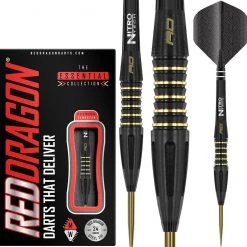 RED DRAGON Clarion Black: Flèches De Fléchettes En Tungstène Steeltip Professional 24 Grammes