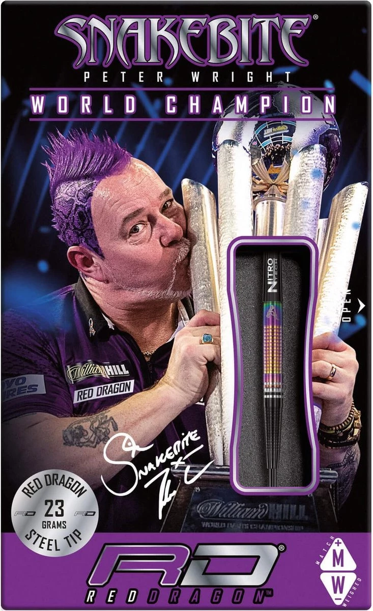 RED DRAGON Peter Wright Snakebite World Champion Tapered : Steeltip Tungsten Fléchettes Professional 23 Grammes 6 RED DRAGON Peter Wright Snakebite World Champion Tapered : Steeltip Tungsten Fléchettes Professional 23 Grammes – Image 6